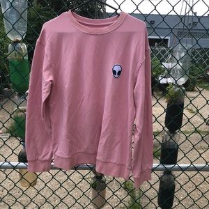 Nwot pink alien patch sweater